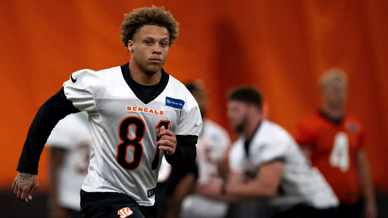 Cincinnati Bengals Rookie Jermaine Burton Catches Pass at First Training Camp