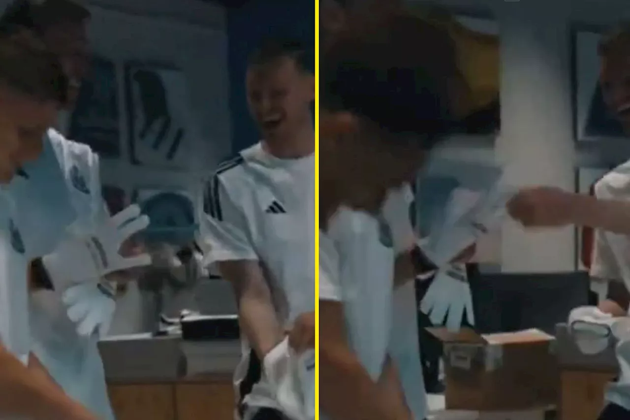 Dan Burn has awkward moment when trying on goalkeeper gloves and Newcastle teammates were in stitches...