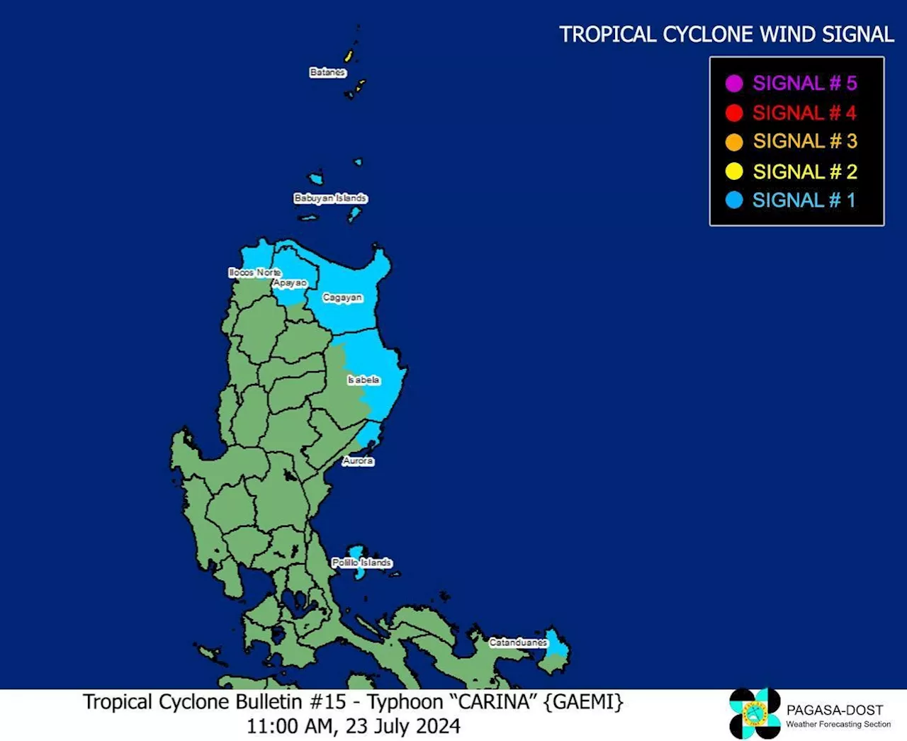 Signal No. 2 up over Batanes as 'Carina' slightly intensifies