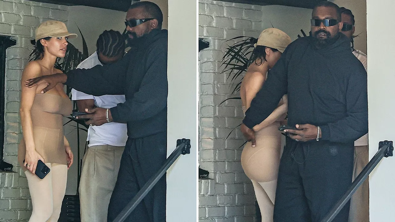 Kanye West Protective of Wife Bianca Censori While Out in All-Nude Ensemble