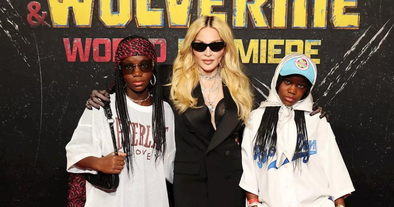 Madonna in Rare Red Carpet Appearance With Twins Stella and Estere