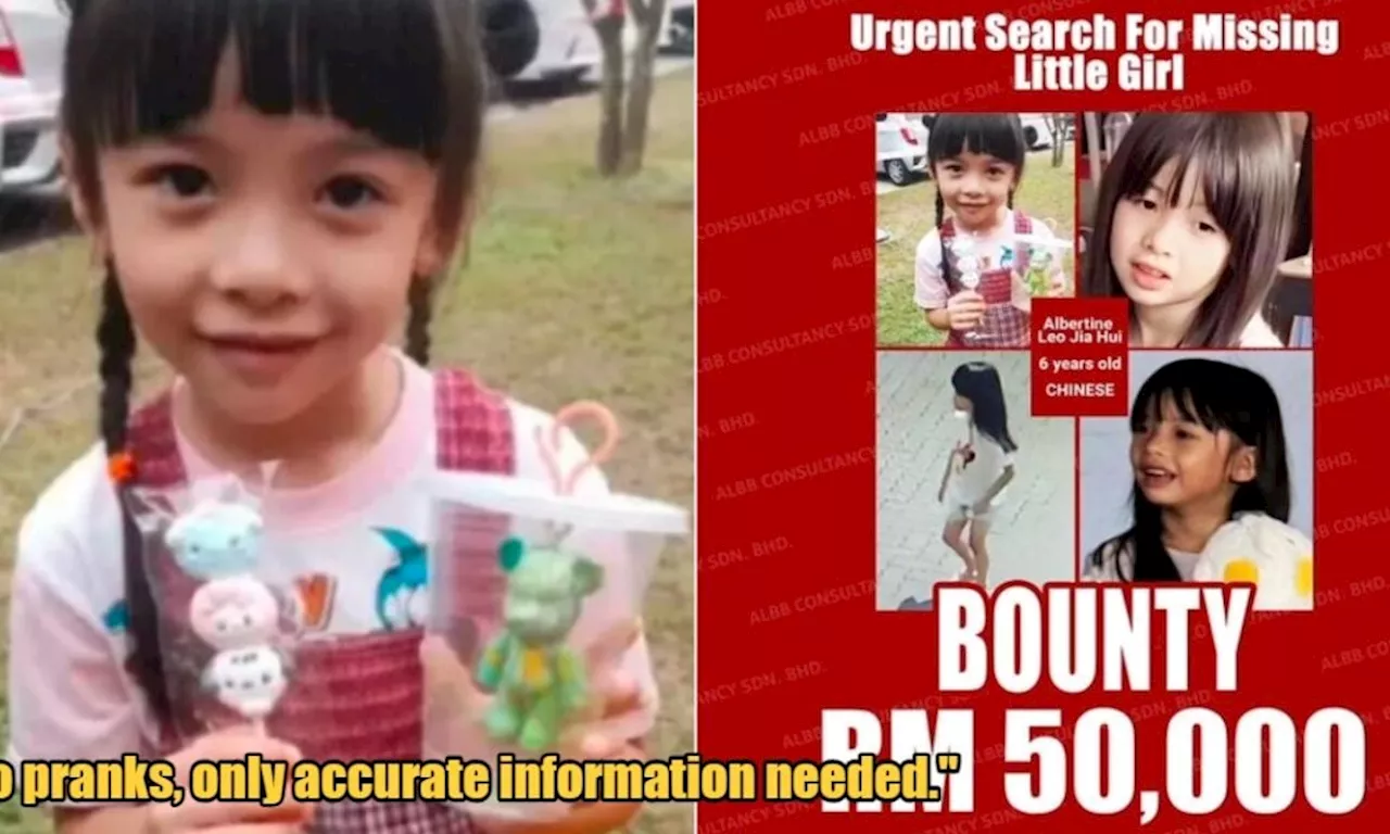 Insurance Agency Offers RM50K Reward for Anyone Who Can Return Missing Johor Girl Leo Jia Hui