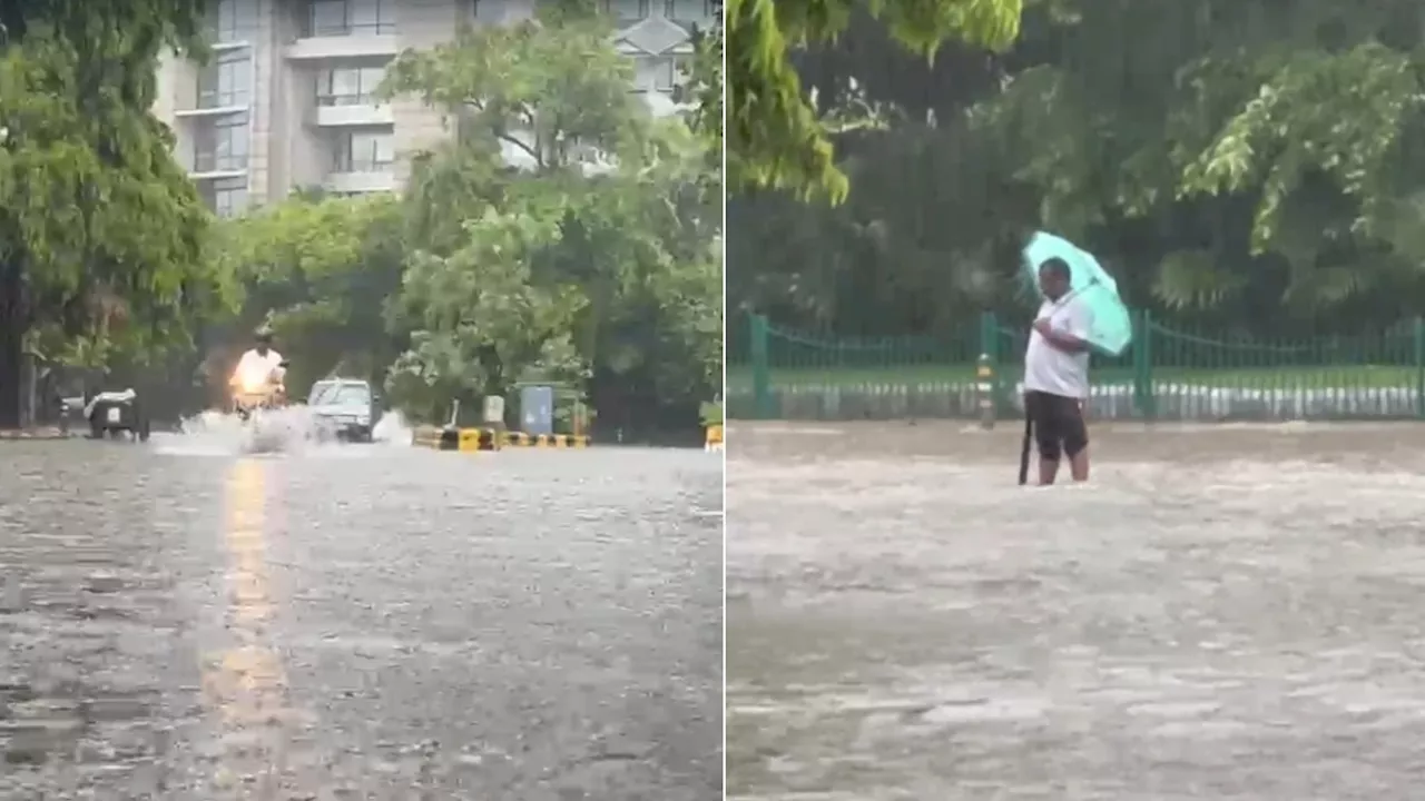 Delhi Rain: दिल्ली-NCR में झमाझम बारिश, सड़कों पर भरा पानी, गाड़ियों की थमी रफ्तार, ट्रैफिक जाम