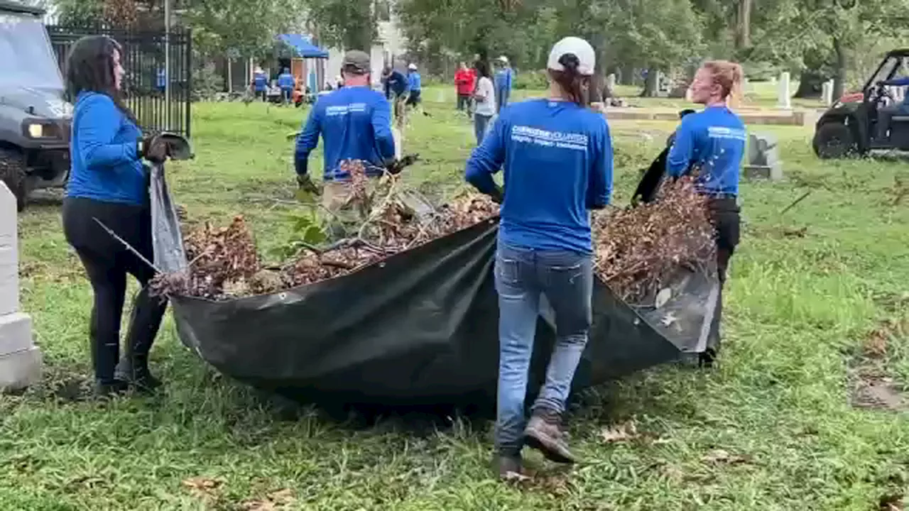 Volunteers step in to clean up historic Houston cemetery damaged by Hurricane Beryl