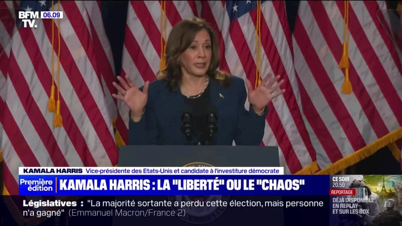 Kamala Harris tacle Donald Trump de vouloir 'faire reculer' les États-Unis