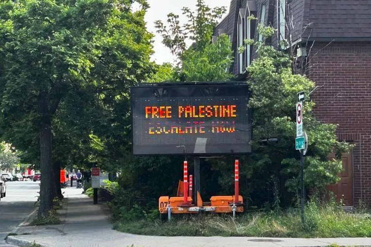 Montreal electronic traffic signs hacked to display pro-Palestinian political slogans