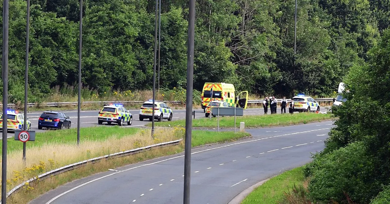 Major road closed after van crash as drivers told to avoid area