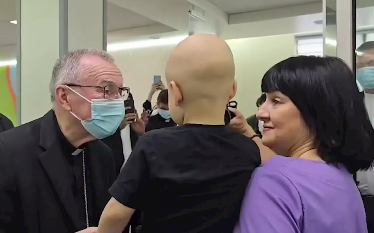 Cardinal Parolin visits bombed Children’s Hospital