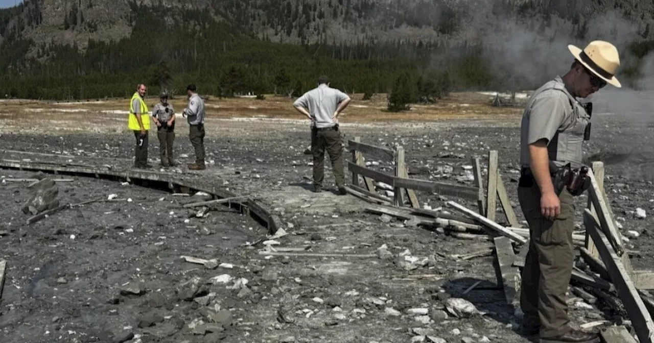 A hydrothermal explosion sends Yellowstone visitors running