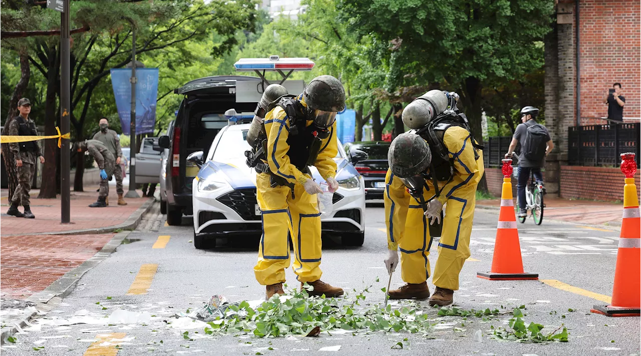 Trash dropped by a North Korean balloon falls on South Korea's presidential compound