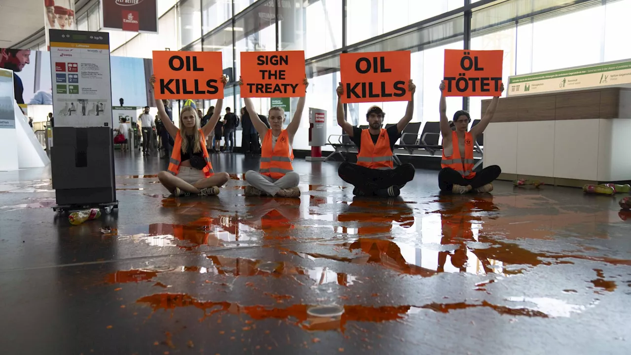 Klimaaktivisten protestierten auf Schwechater Flughafen