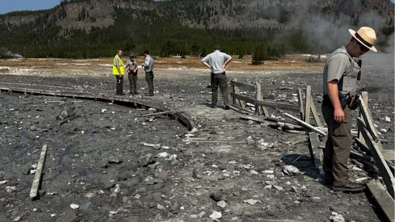 A hydrothermal explosion sends Yellowstone visitors running