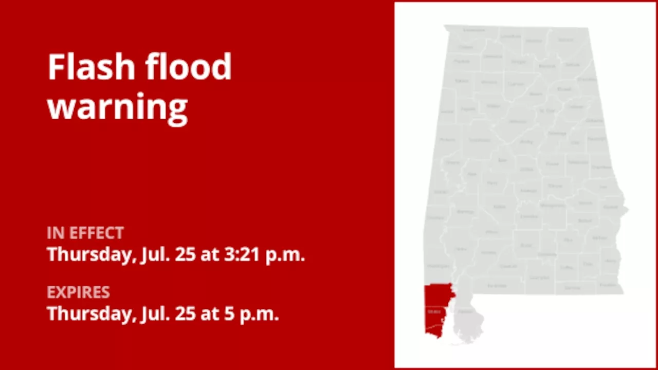 Mobile County under a flash flood warning early Thursday evening