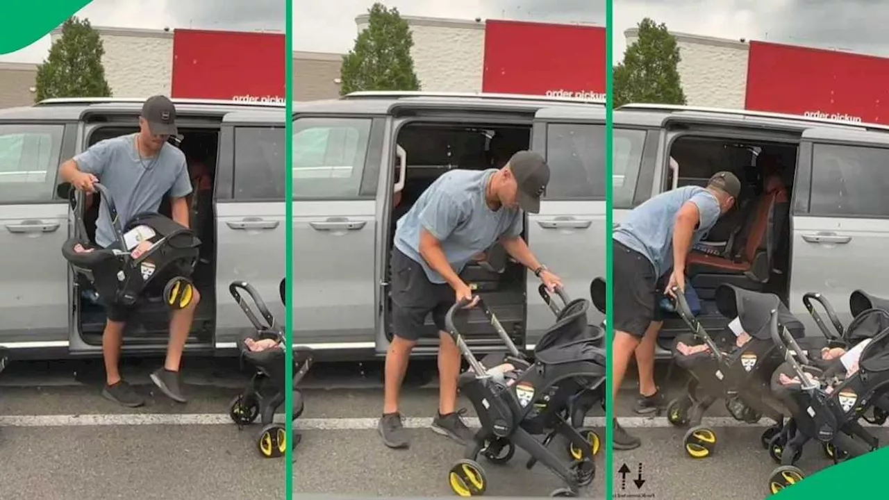 Dad’s Ingenious Triplet Stroller Invention Wows Mzansi, Video Goes Viral With Over 122 Million Views