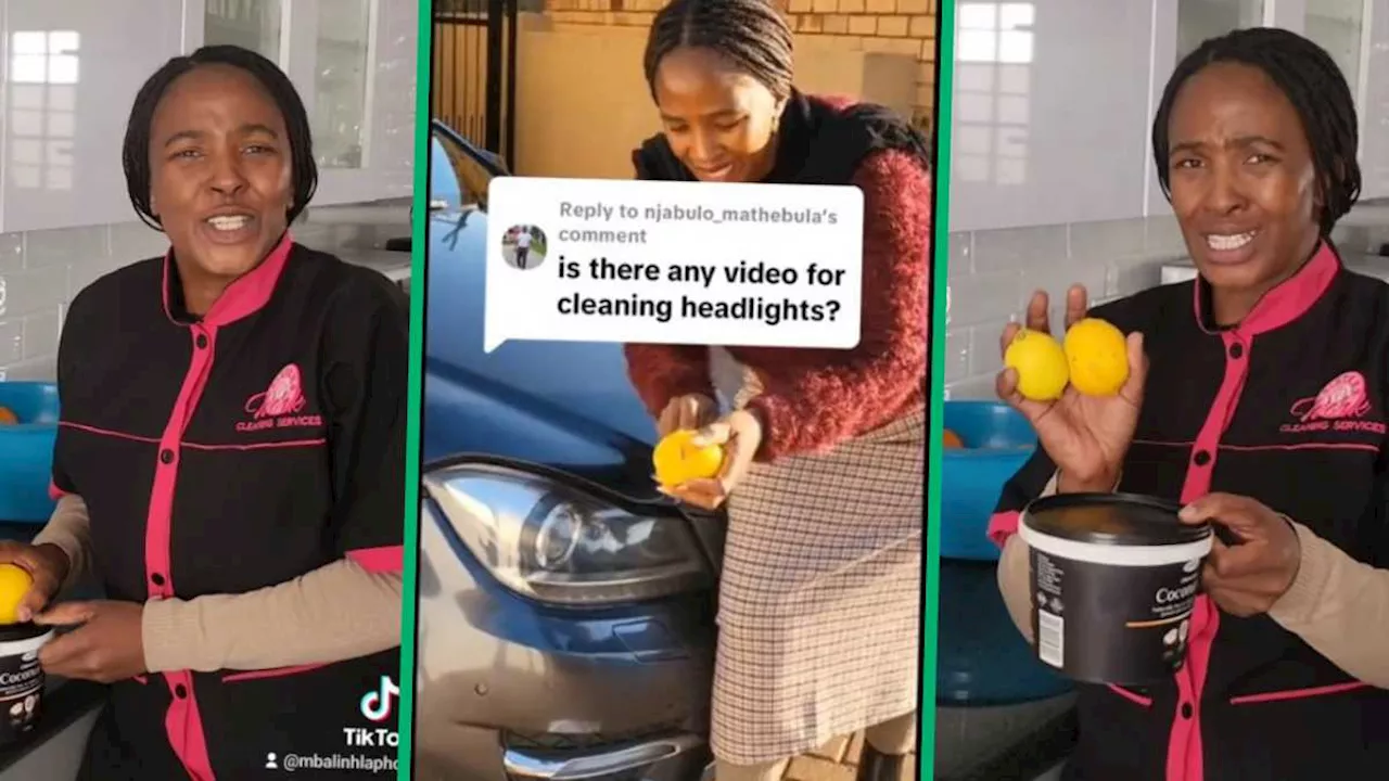 Mbali Nhlapho’s Housekeeping Hack Goes Viral: Cleaning Car Headlights with a Lemon