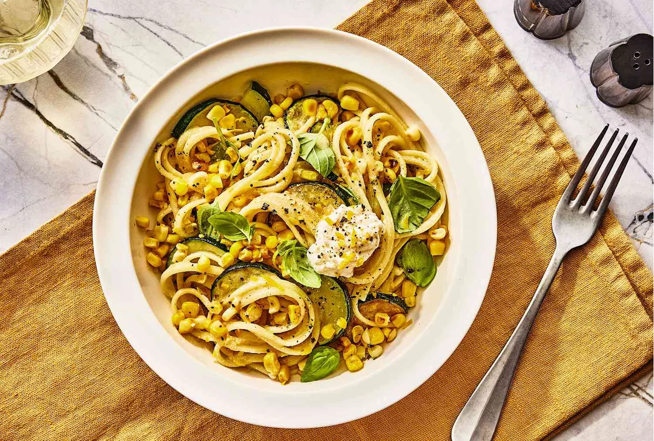 Summer Corn and Zucchini Pasta with Ricotta