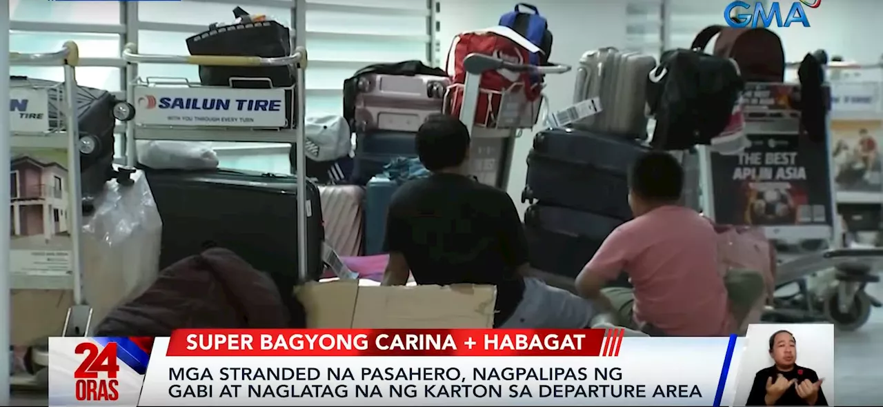 NAIA passengers stranded by Typhoon Carina, Habagat forced to sleep on floor