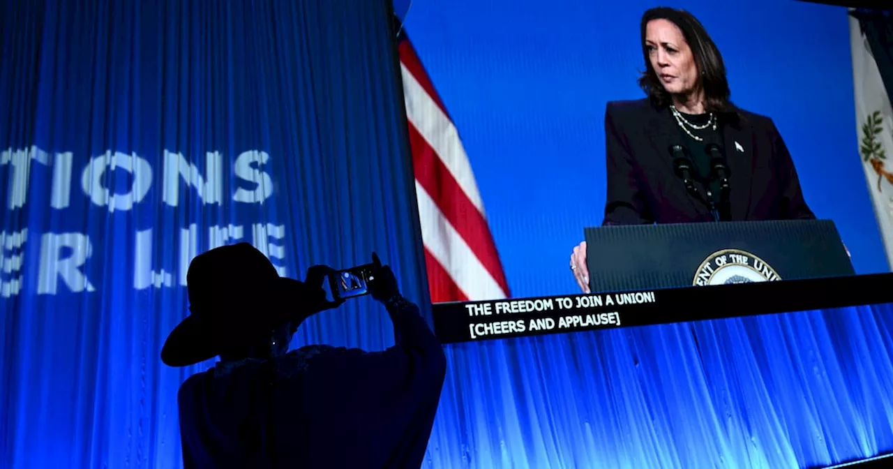 Kamala Harris promises to empower labour unions and prevent school book bans