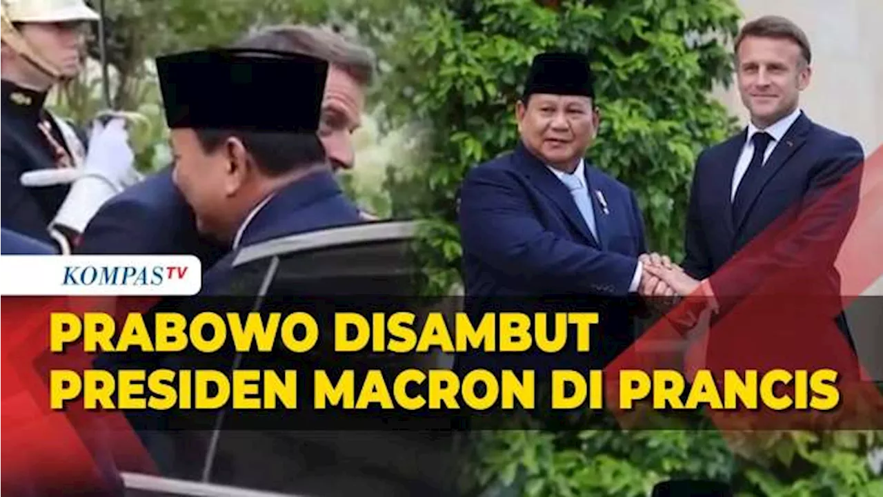 Momen Hangat Menhan Prabowo Disambut Presiden Macron di Prancis