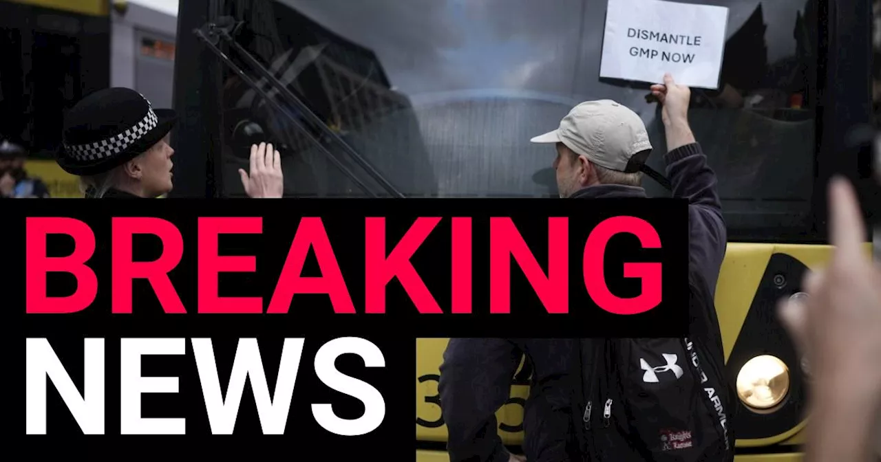 Protesters block Manchester tram lines after police officer kicked man in head