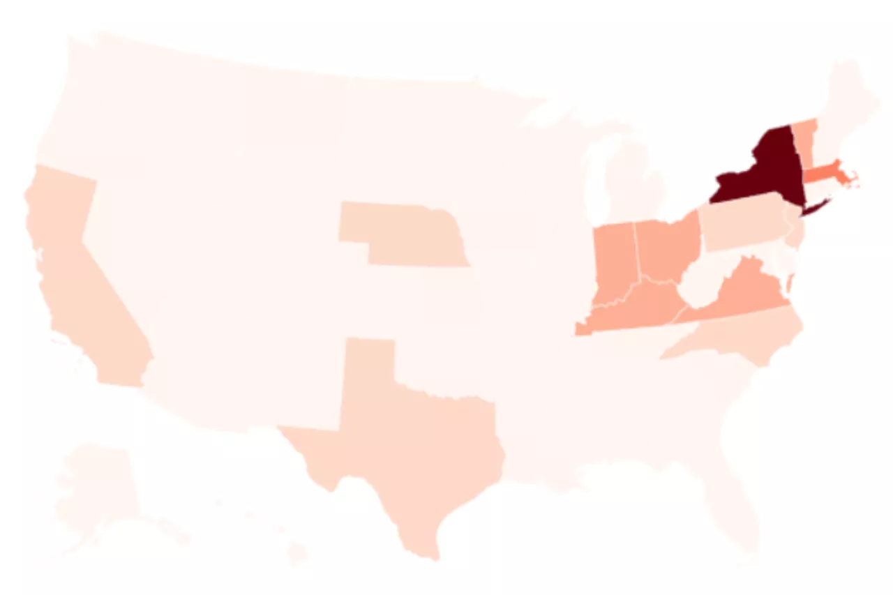 Map Shows States That Have Produced the Most VPs