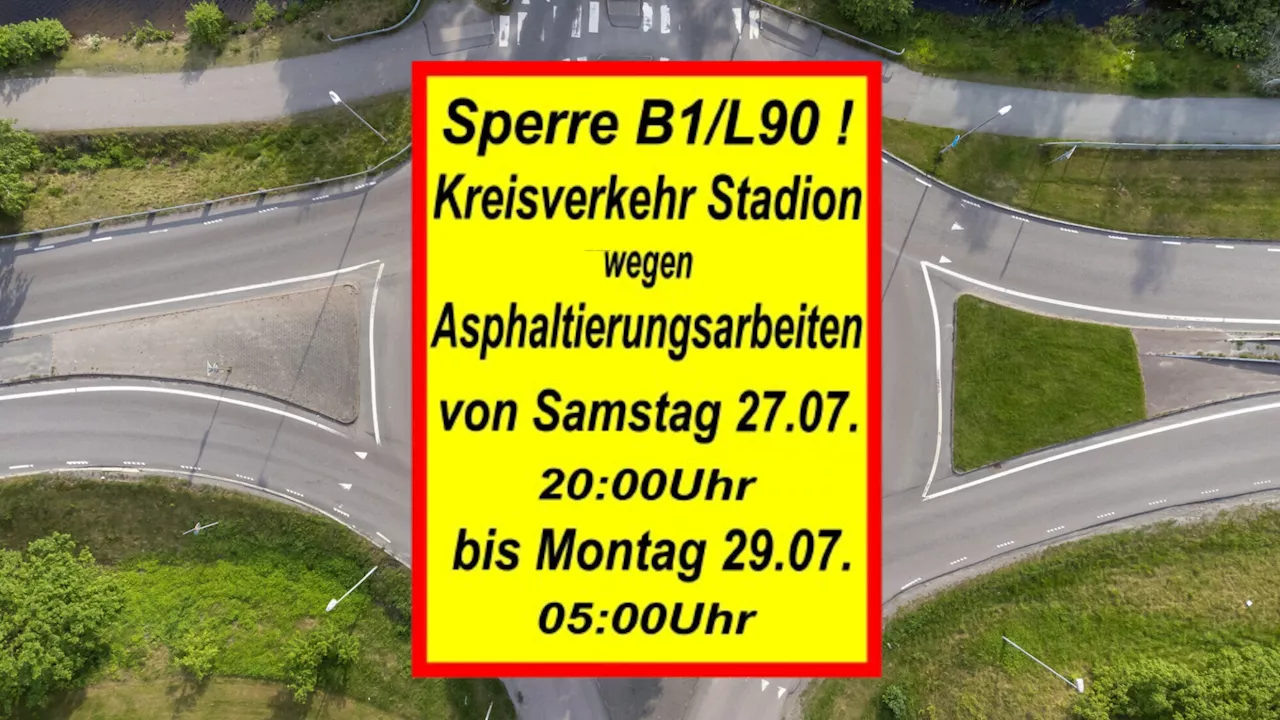 Stadion-Kreisverkehr in Amstetten ist am Wochenende gesperrt