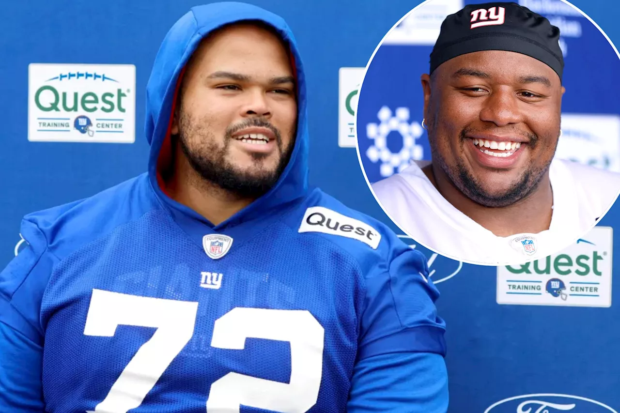 Giants' Jermaine Eluemunor gets first Dexter Lawrence experience with 'big-man hit'