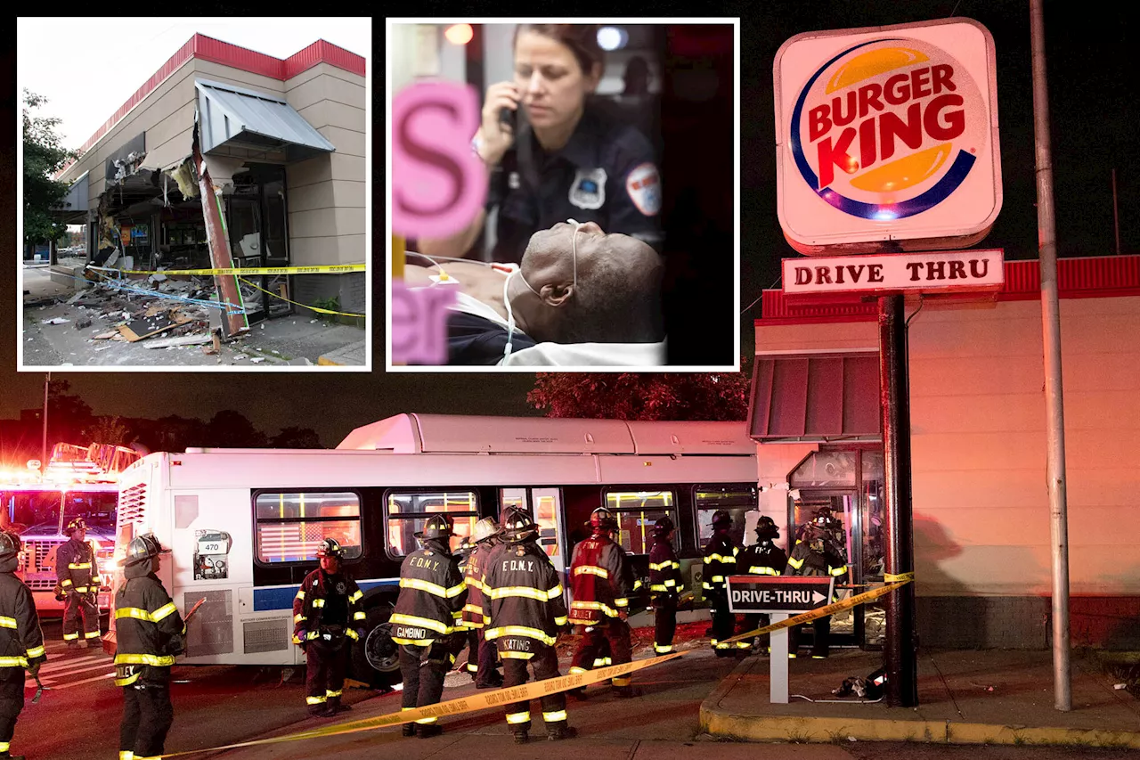 MTA bus crashes into Brooklyn Burger King after driver suffers medical emergency