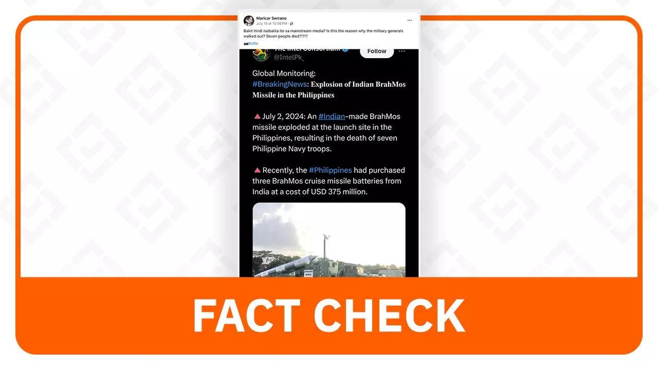 FACT CHECK: No reports of Indian-made BrahMos missiles exploding in PH