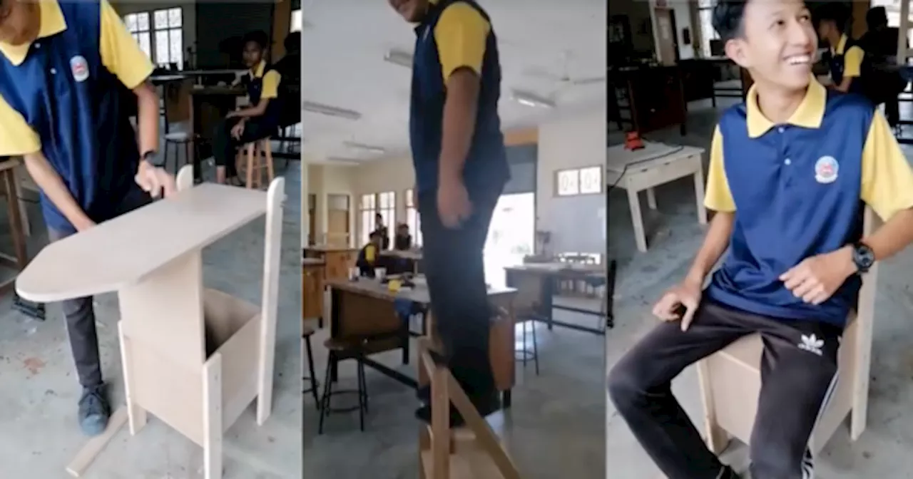 [VIDEO] Cikgu Kongsi Inovasi Pelajar Sekolah Cipta Pelbagai Fungsi Hanya Gunakan Kayu