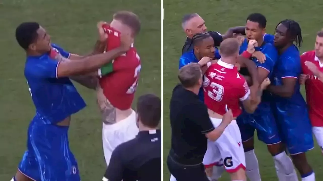 Levi Colwill and James McClean cause ugly brawl during Chelsea vs Wrexham friendly