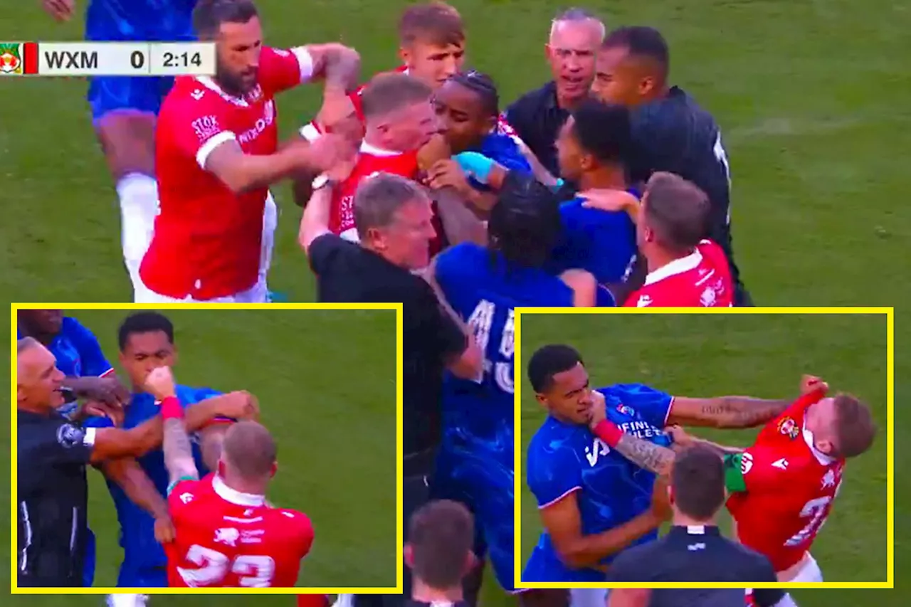 Phil Parkinson forced to intervene as Levi Colwill and James McClean scrap just two minutes into Chelsea...