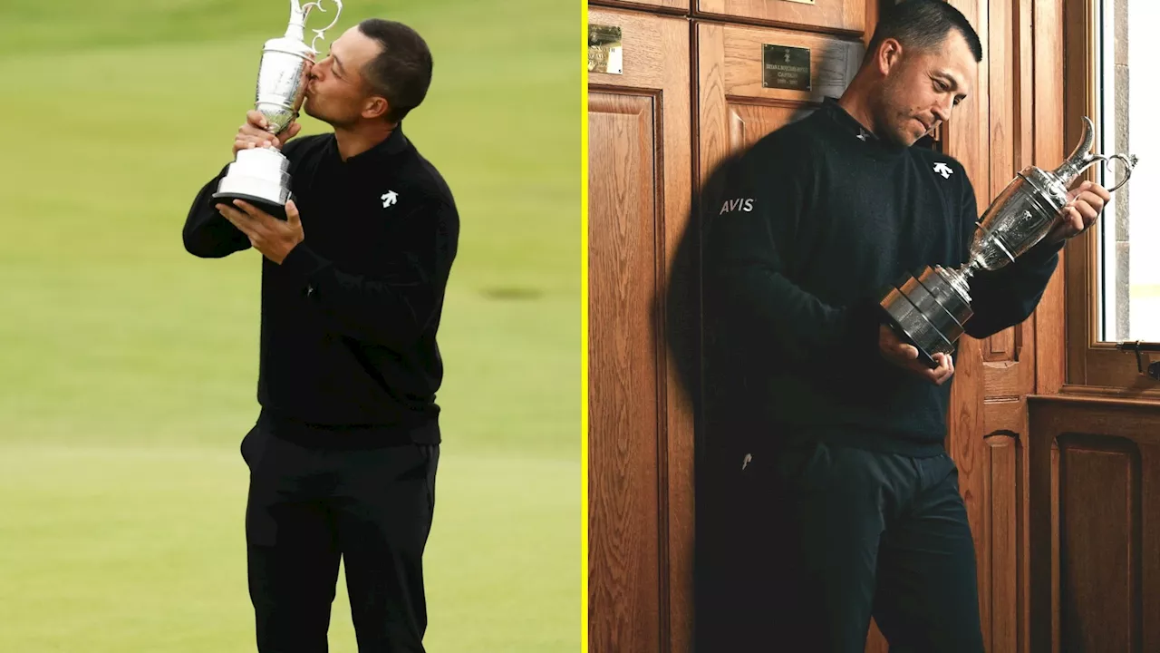 Xander Schauffele lets his dad have the first drink from Claret Jug as America celebrates first sweep of...