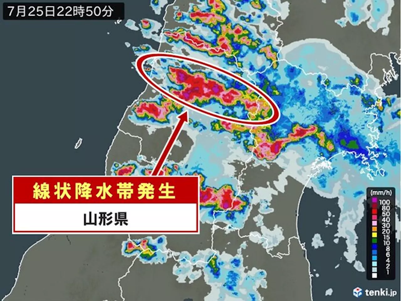 山形県 「顕著な大雨に関する情報」発表 線状降水帯による非常に激しい雨(気象予報士 日直主任 2024年07月25日)