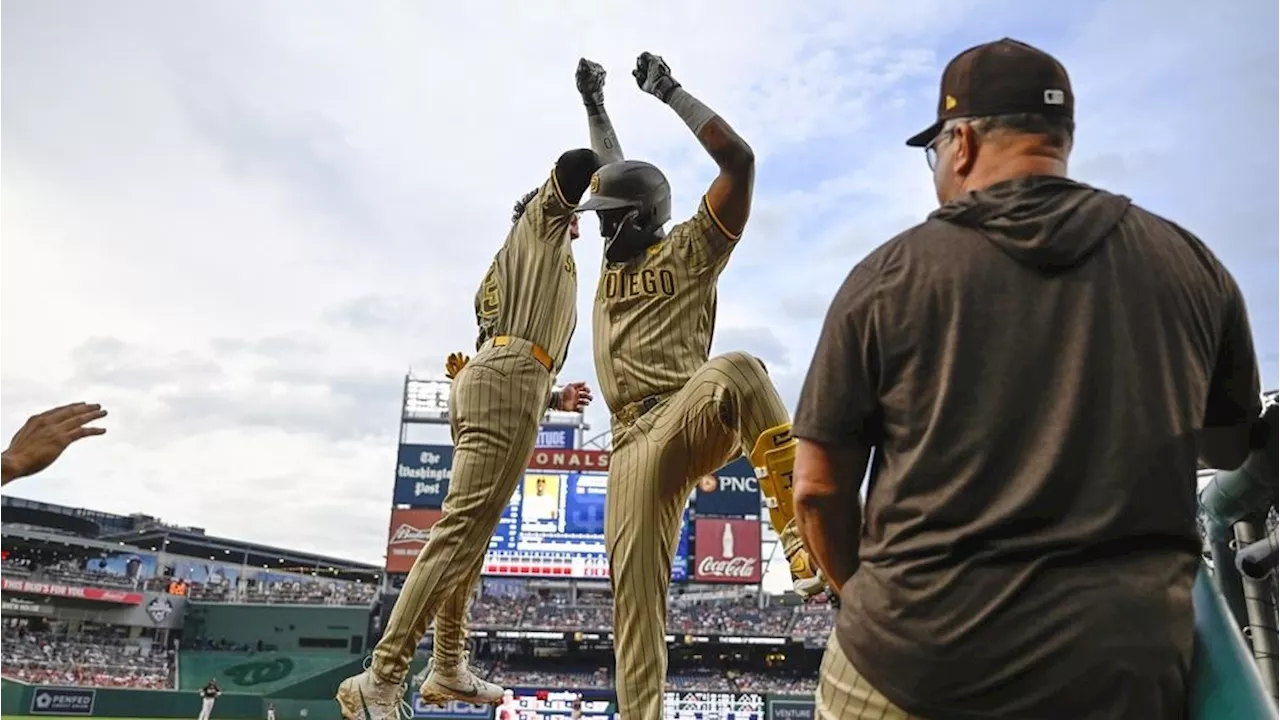 Profar, Higashioka homer as Padres collect season-high 20 hits, rout Nats