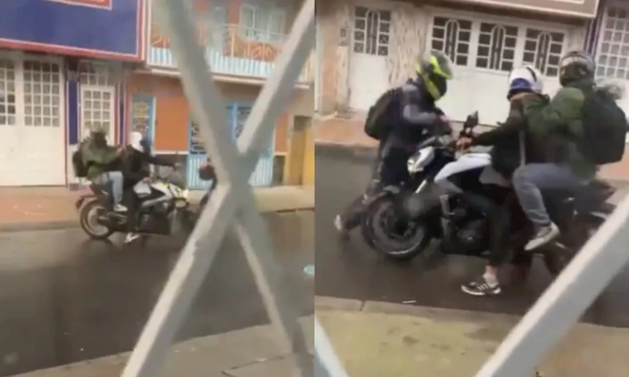 Atraco de delincuentes en moto en el sur de Bogotá terminó en balacera: quedó en video