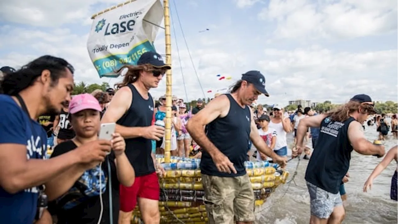 Australian cousins head to Beer Can Regatta with boat made from 8,500 empty cans