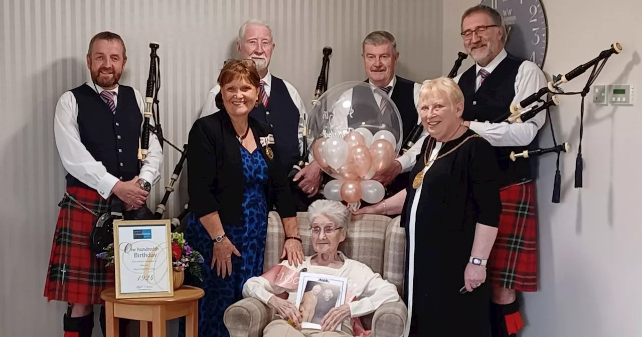 Pipers help birthday girl Betty celebrate 100 years