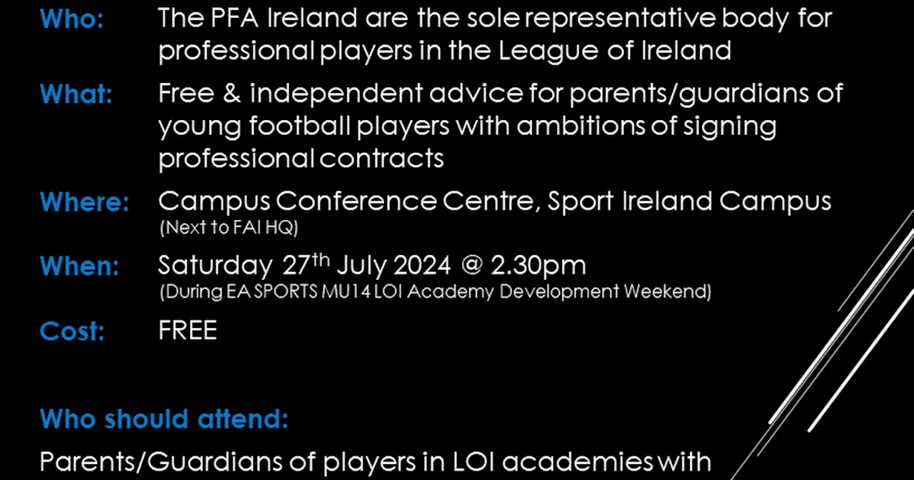 PFAI talk with parents of young footballers to tackle wide range of issues