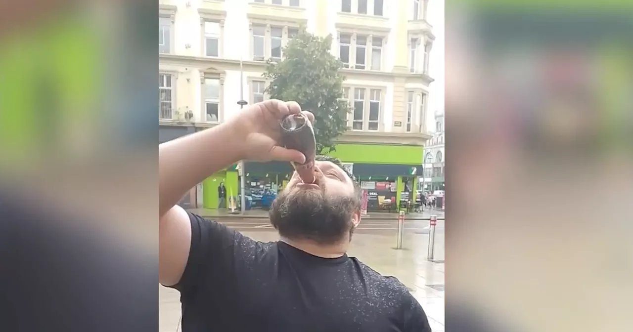 Video of man chugging entire bottle of vinegar in Belfast city centre goes viral