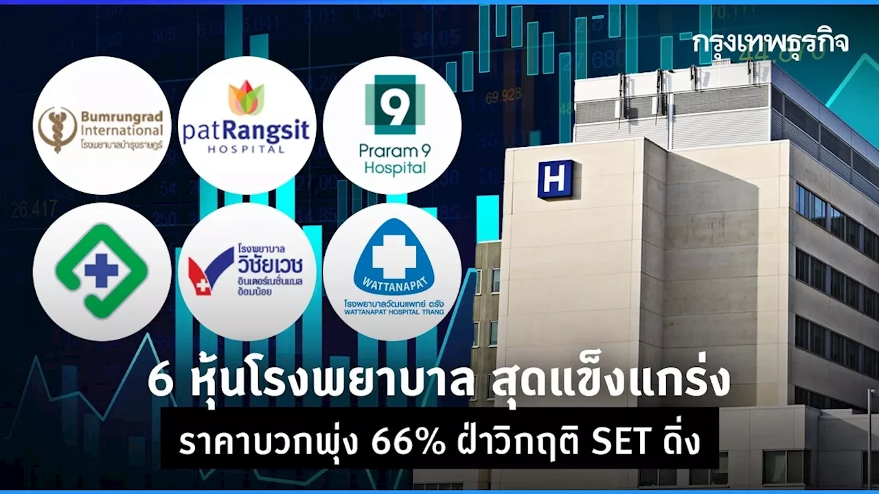 6 หุ้นโรงพยาบาล สุดแข็งแกร่ง ราคาบวกพุ่ง 66% ฝ่าวิกฤติ SET ดิ่ง