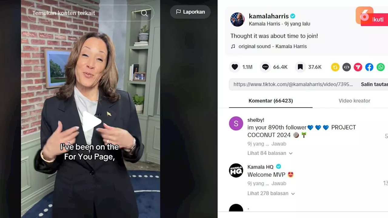 Kamala Harris, Kandidat Capres AS Pengganti Joe Biden Mulai Main TikTok