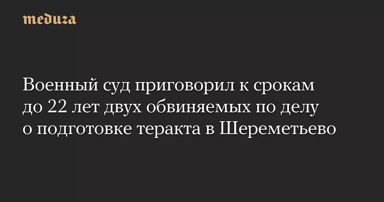 Военный суд приговорил к срокам до 22 лет двух обвиняемых по делу о подготовке теракта в Шереметьево — Meduza