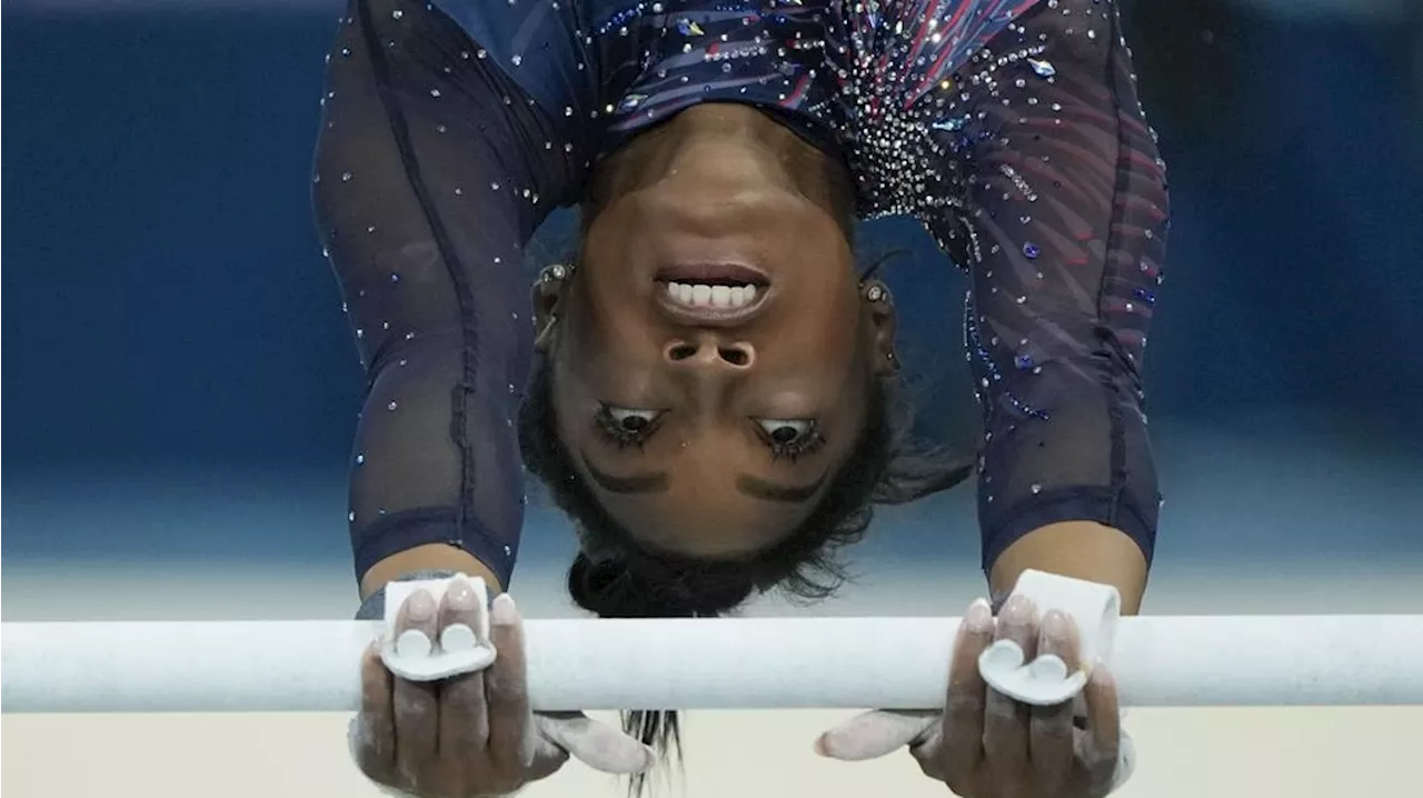 Biles submits an original skill on uneven bars ahead of Paris Olympics