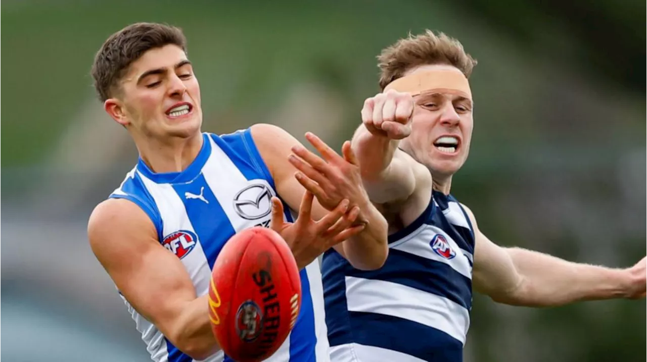 North Melbourne young gun Harry Sheezel achieves AFL first during heavy loss to Geelong