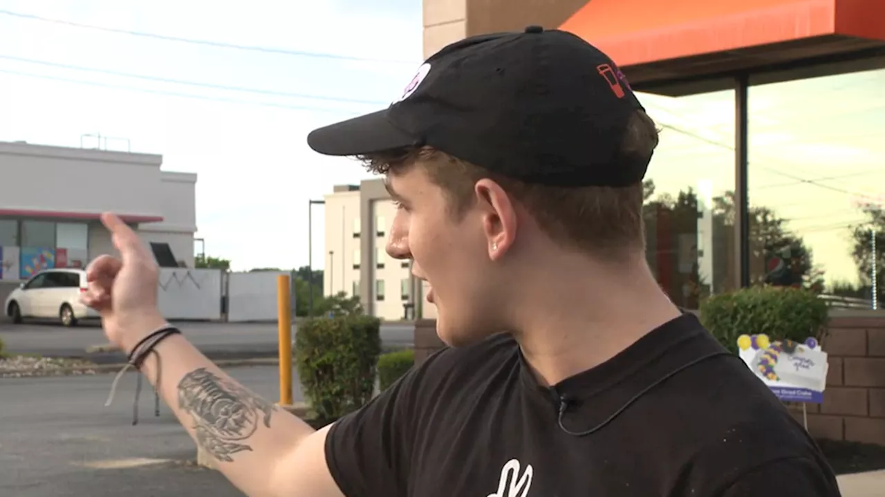 Dunkin' employee witnesses tractor-trailer rolling into bank during shift