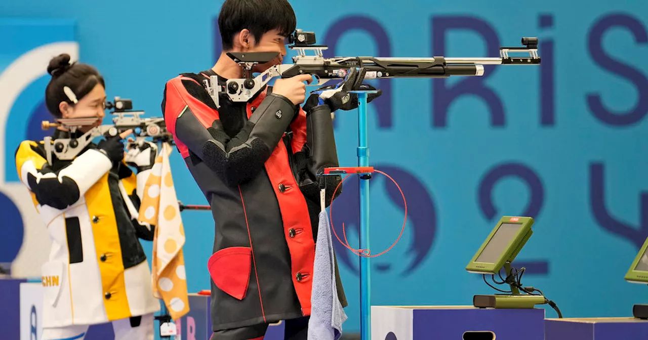 China earns first gold medal of the 2024 Paris Olympics in mixed team air rifle shooting