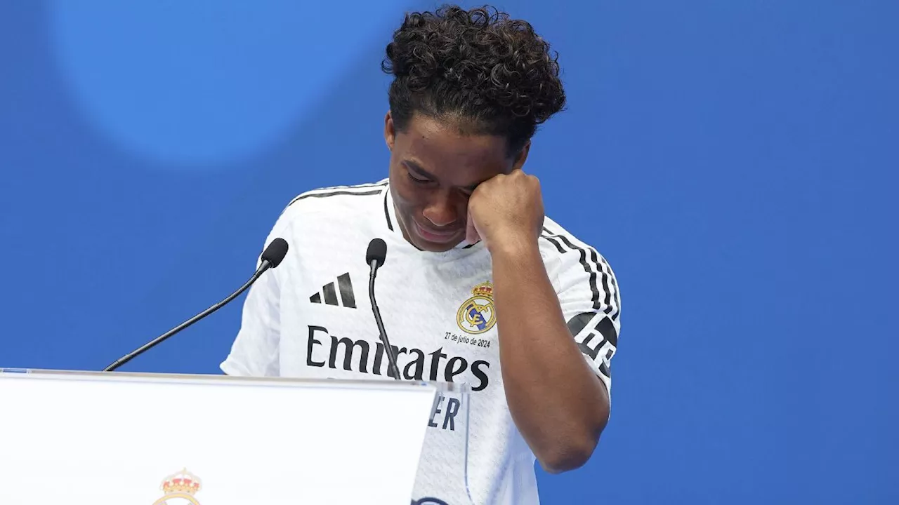 Endrick em apresentação no Real Madrid: 'Não me importava nenhum outro clube'