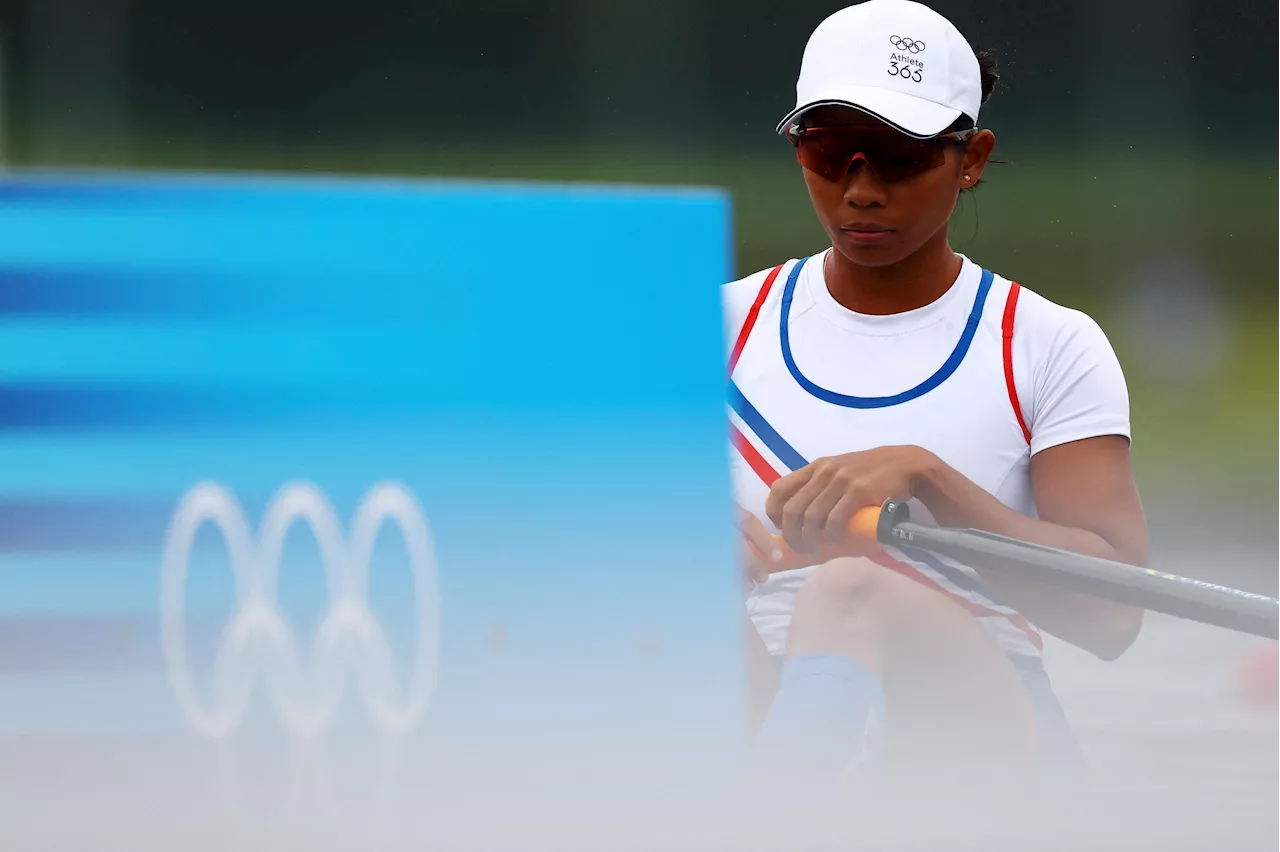 Joanie Delgaco finishes fourth in Heat 2, moves to repechage round of Olympic rowing