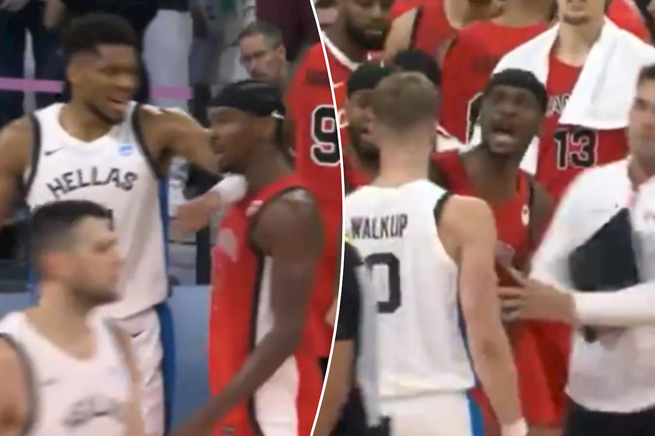 Giannis Antetokounmpo shoves Shai Gilgeous-Alexander in chippy Olympics moment